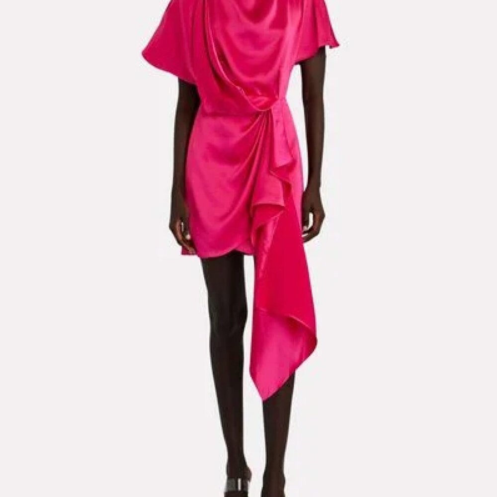 ACLER  Lochner Asymmetric Fuchsia Pink Mini Dress